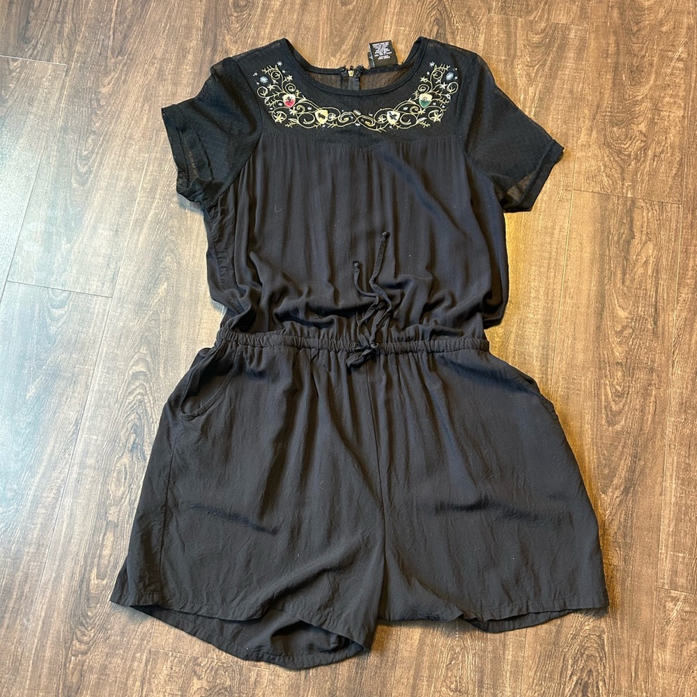 Harry Potter Embroidered Black Jumpsuit